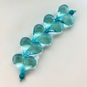 As Low As $2 Large Aqua Blue Rose Heart Crackle Acrylic Beads 30x23x12mm (5)